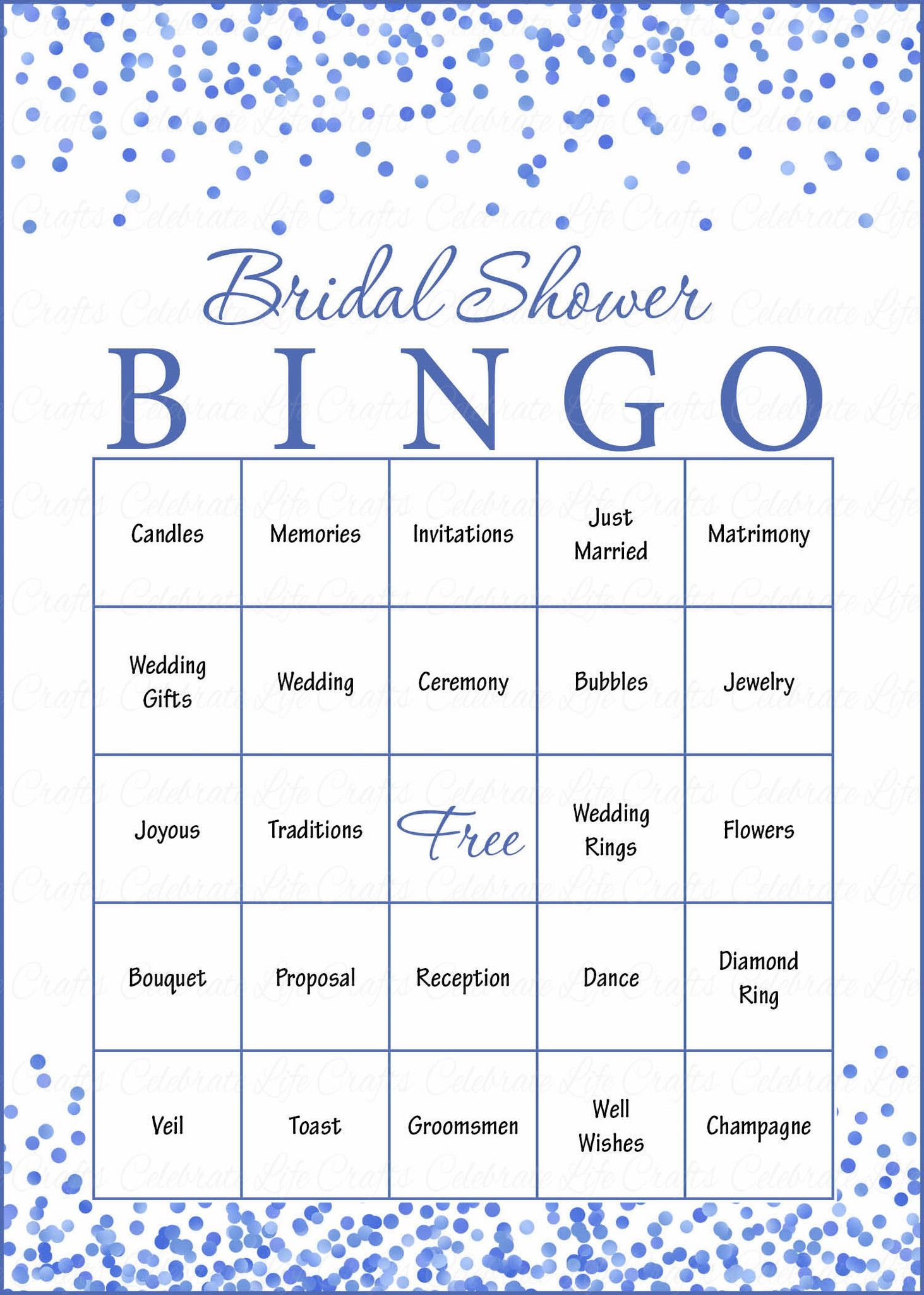 Free Bridal Shower Bingo Printable