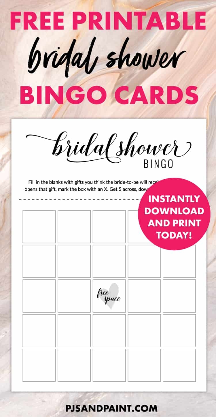 Free Printable Bridal Shower Bingo