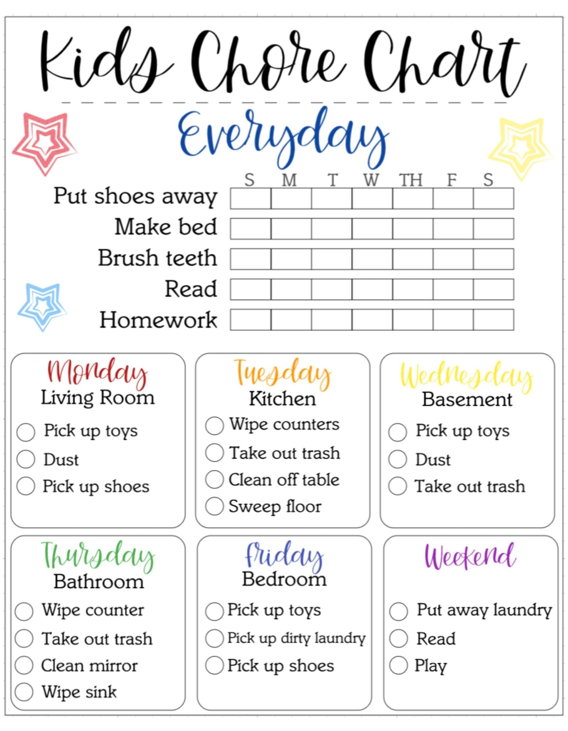 Free Printable Chore Chart For 5 6 Year Olds Artofit