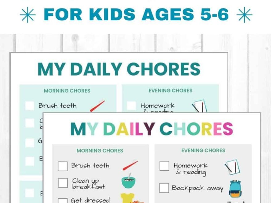 Free Printable Chore Chart For 5 6 Year Olds The Incremental Mama