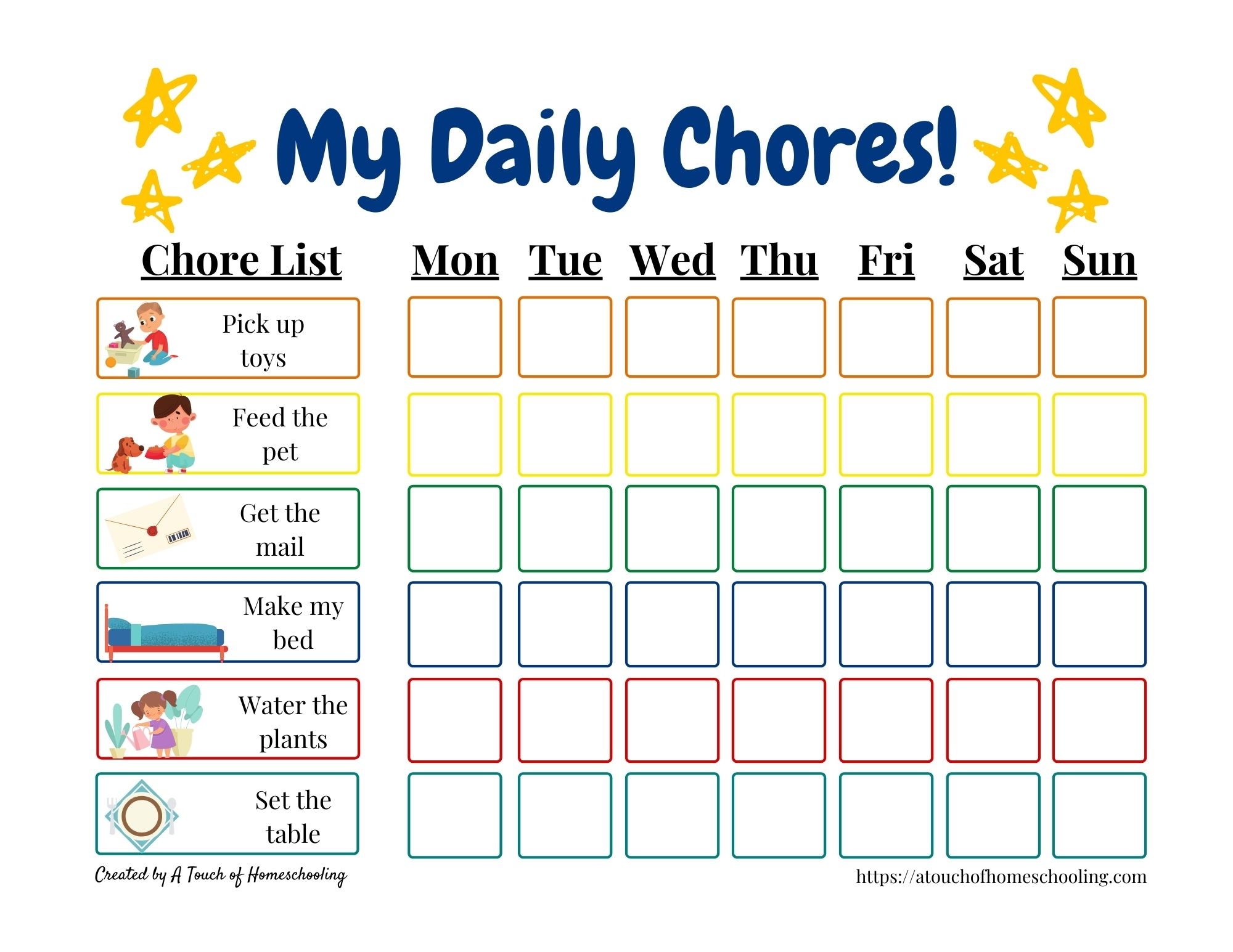 5 Year Old Chore Chart Printable