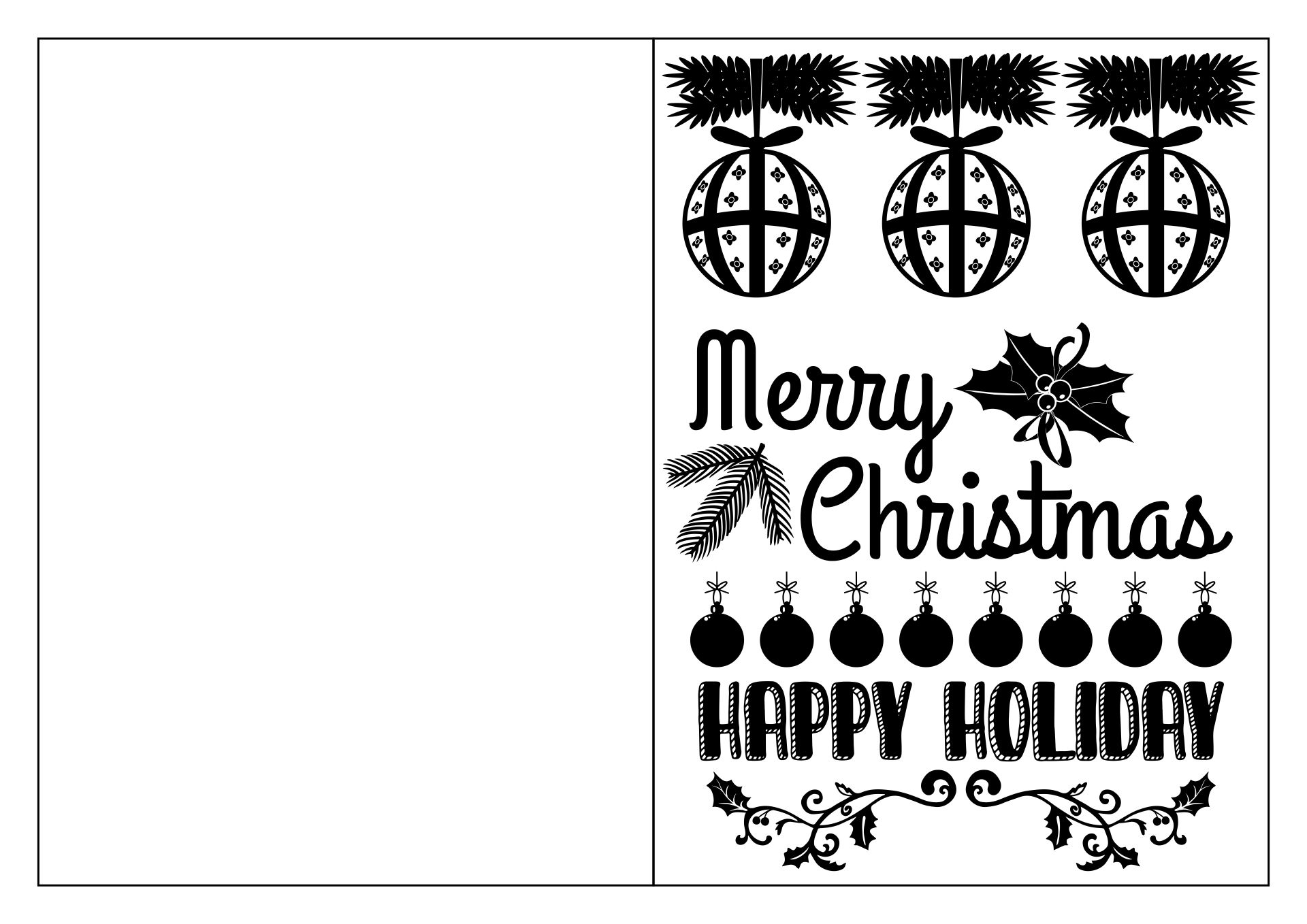 Free Printable Christmas Cards Black And White