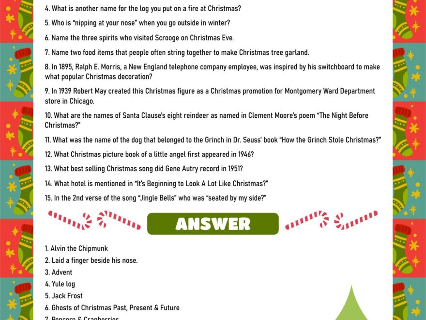 Free Printable Christmas Quiz With Answers All You Have To Do Is