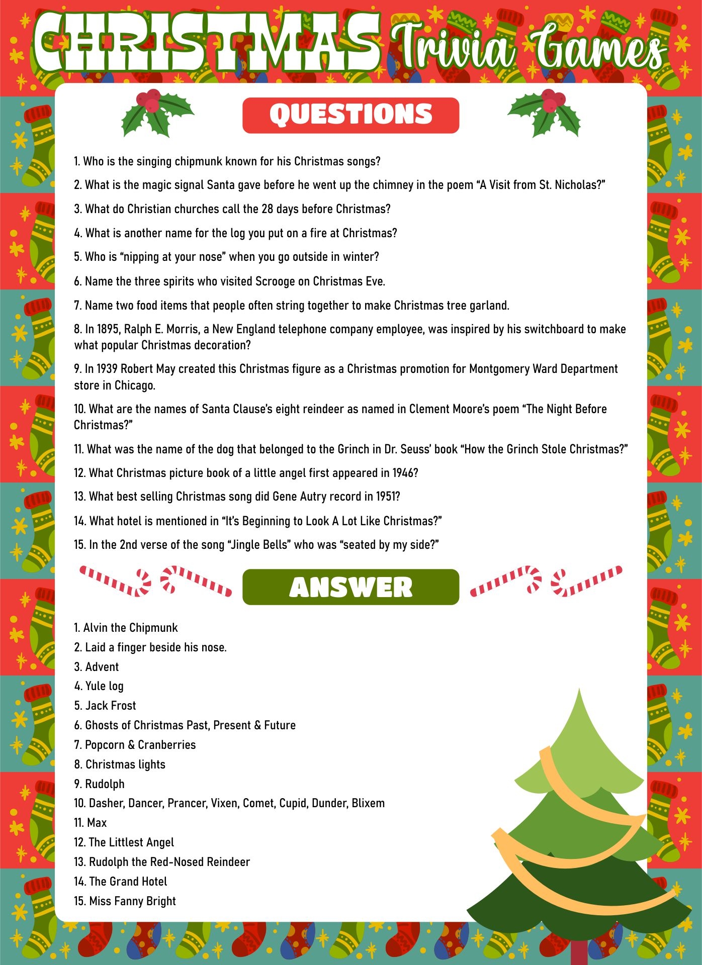 Free Printable Christmas Quiz With Answers All You Have To Do Is 