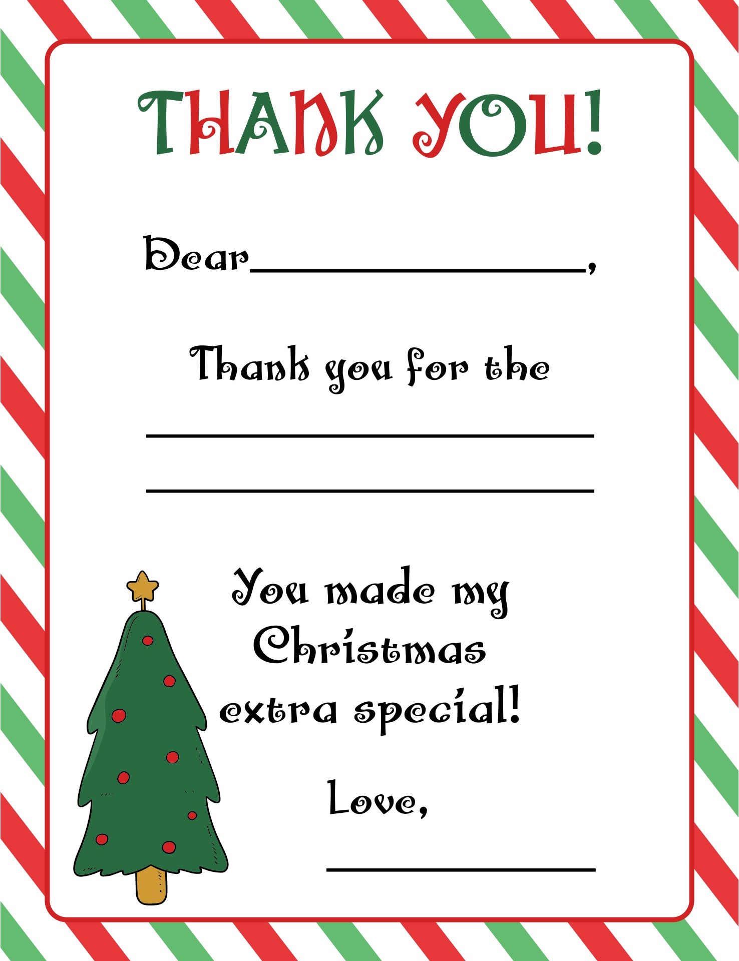 Free Printable Christmas Thank You Notes Free Printable Templates