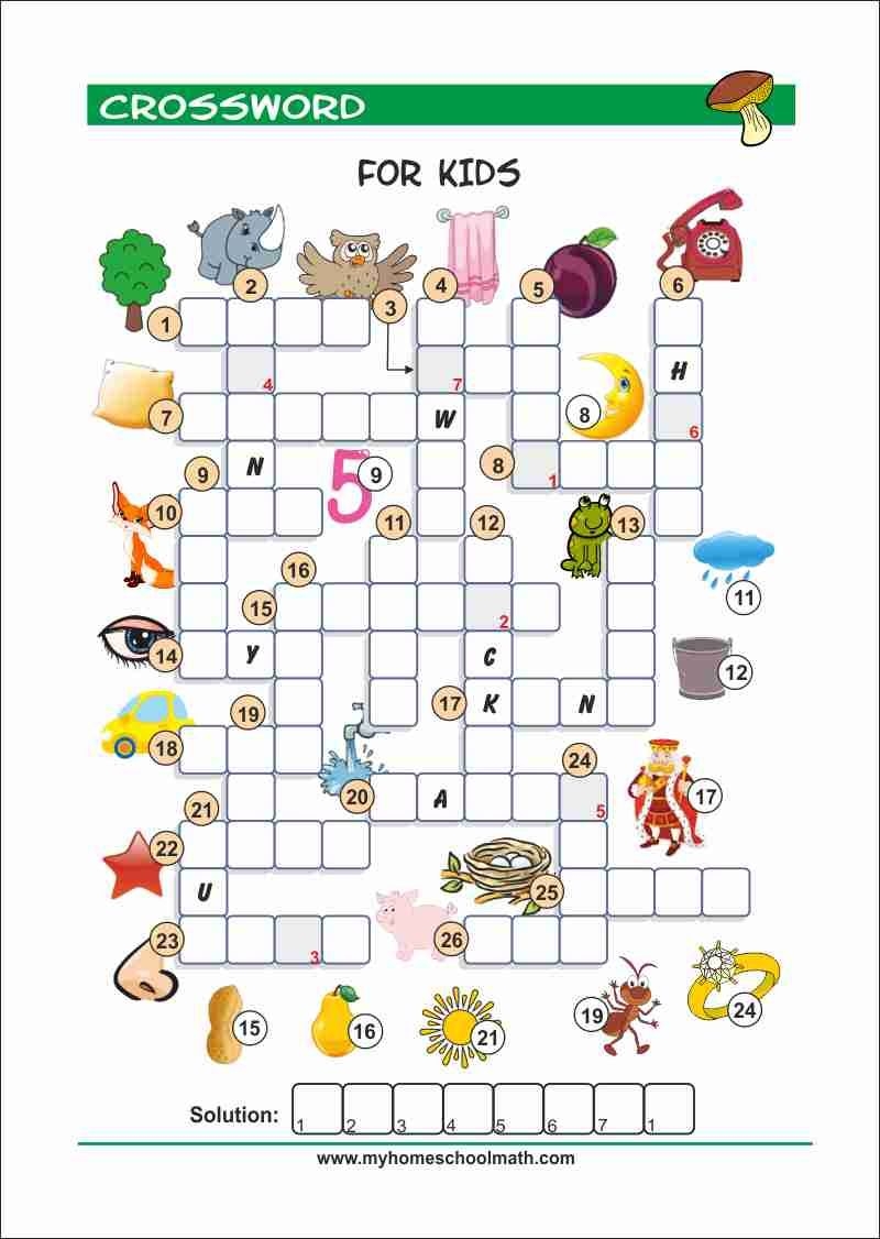 Free Printable Crossword Puzzles For Kids With Pictures Free 