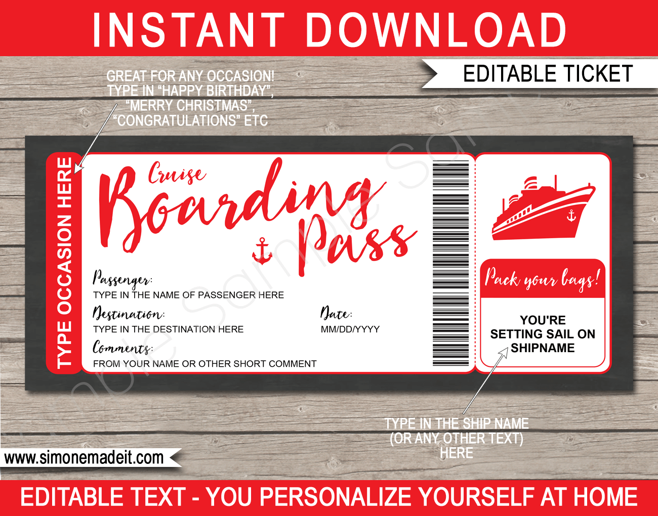 Free Printable Cruise Ticket Template Printable Templates