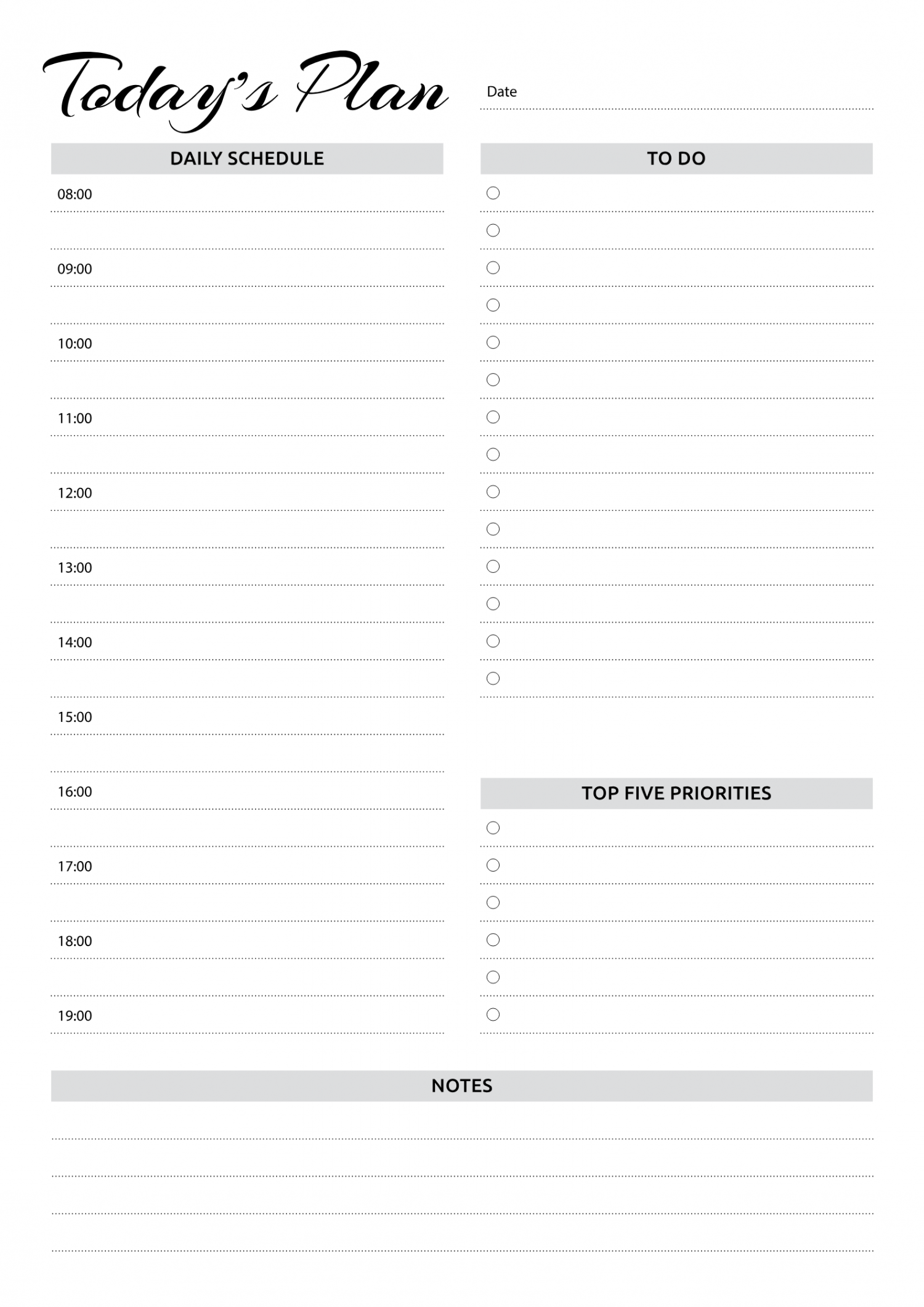 Free Printable Daily Planner With Hourly Schedule To do List PDF Download Free Printable Daily Planner With Hourly Schedule To do List PDF Download