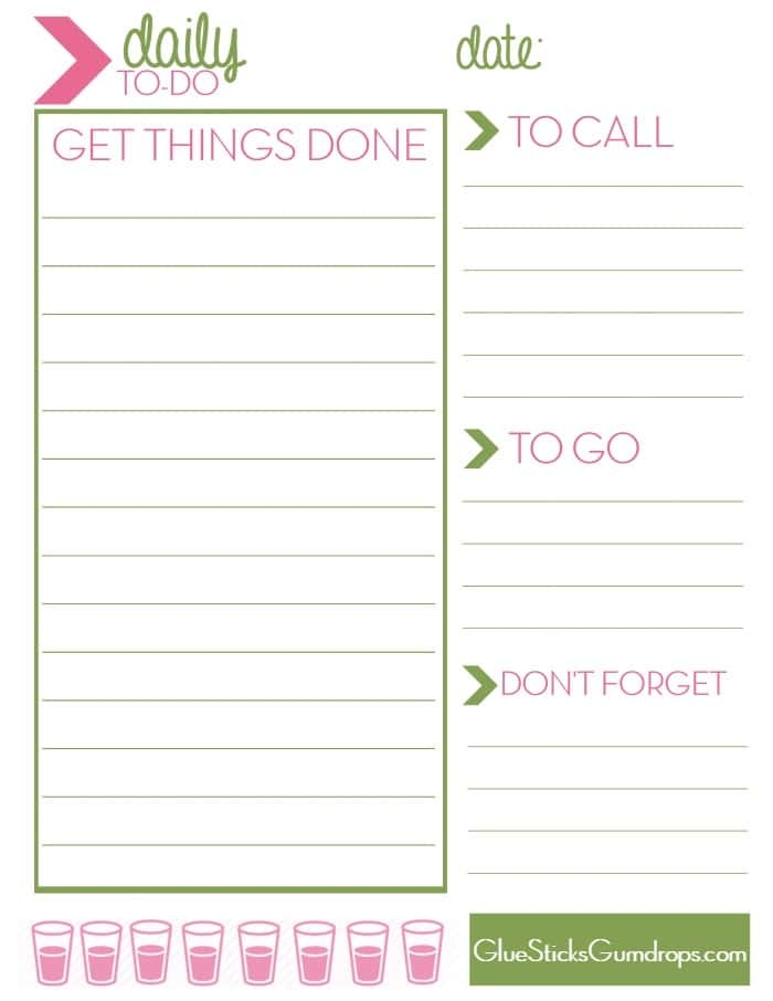 Free Printable Daily To Do List Glue Sticks And Gumdrops Free Printable Daily To Do List Glue Sticks And Gumdrops