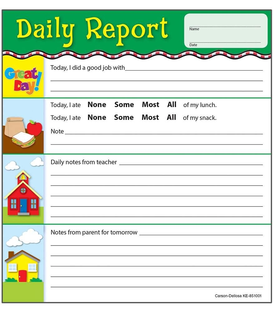 Free Printable Toddler Daily Report