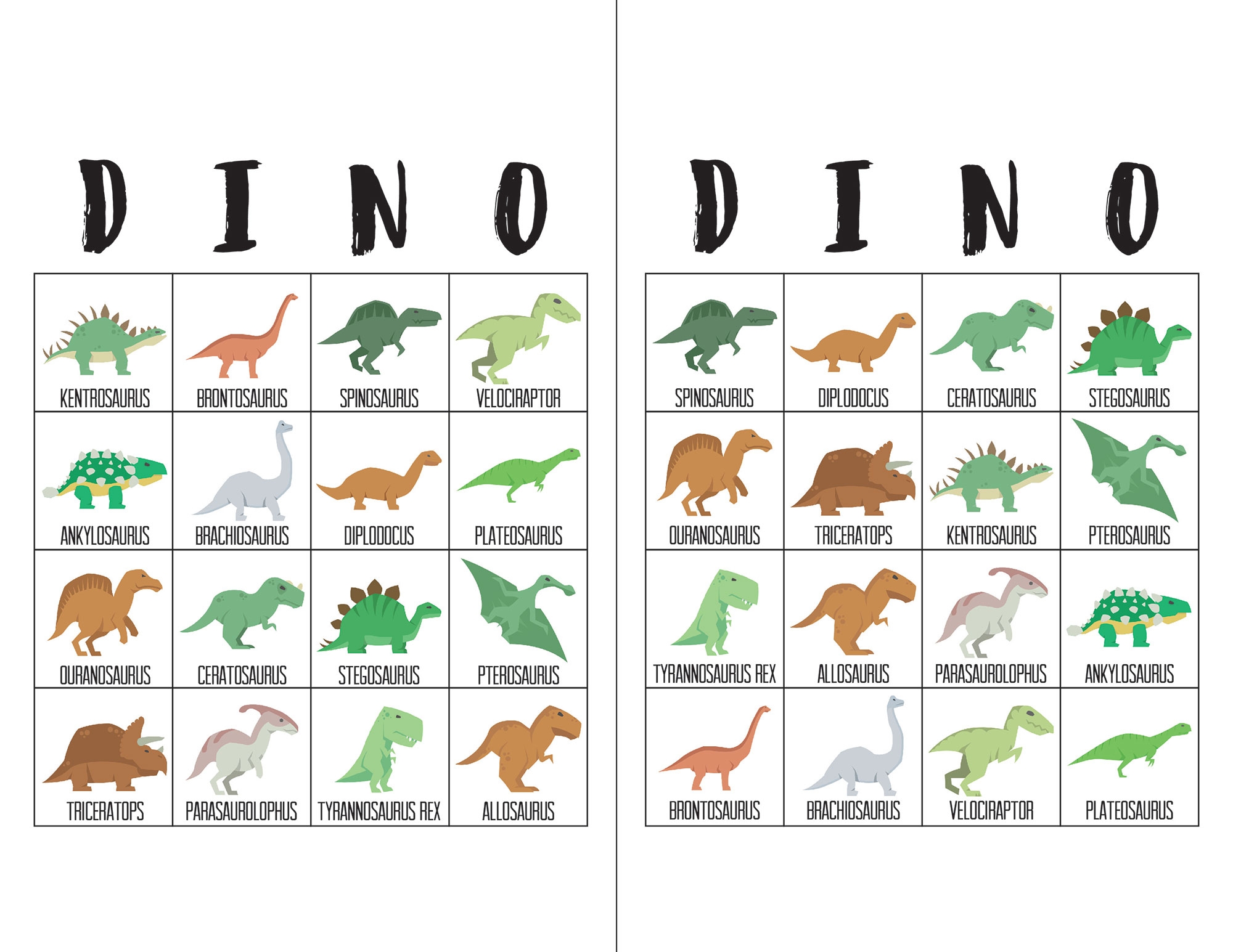 Free Printable Dinosaur Bingo Cards Printable Bingo Cards