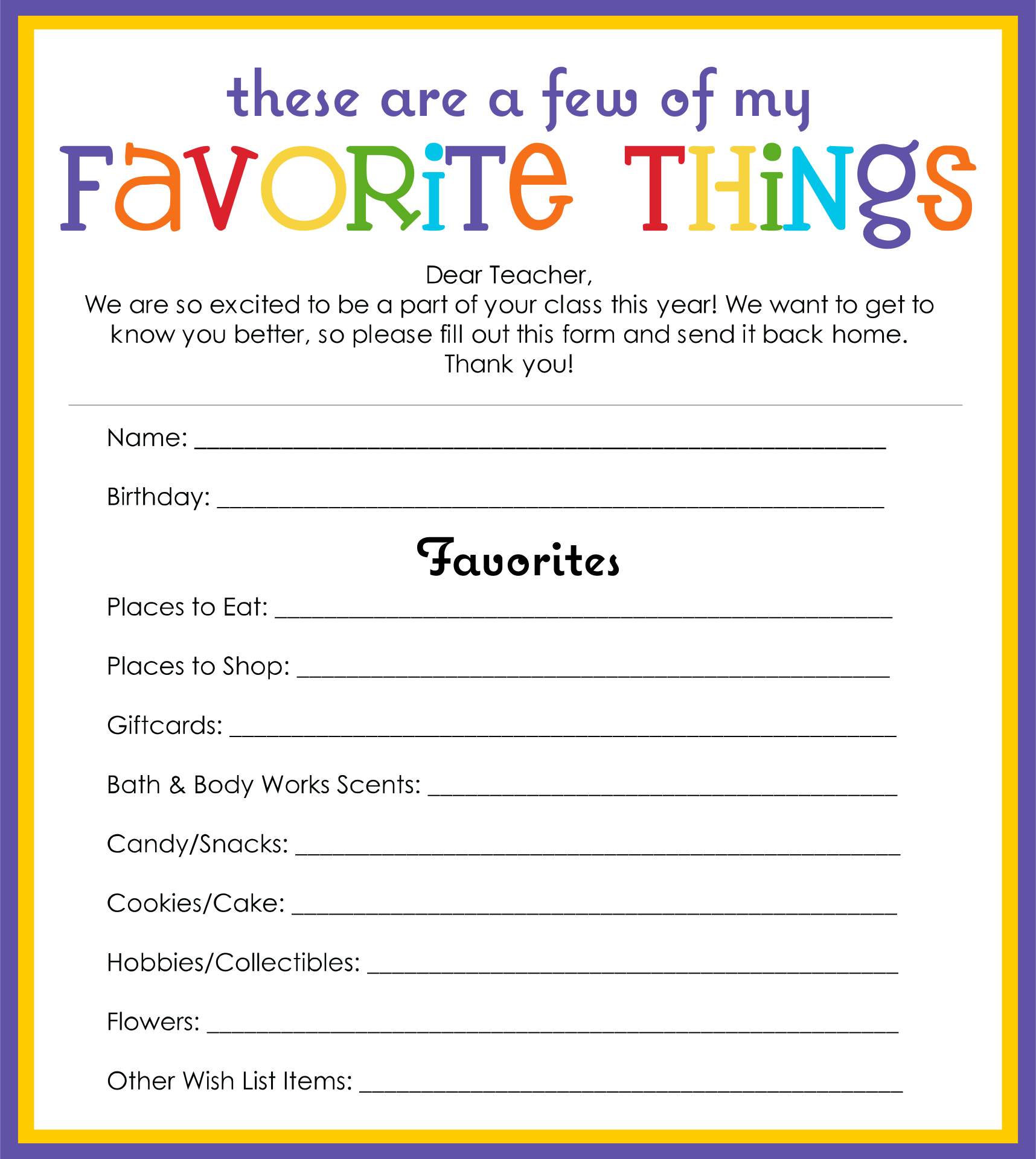 Free Printable Employee Favorite Things List Printable Word Searches
