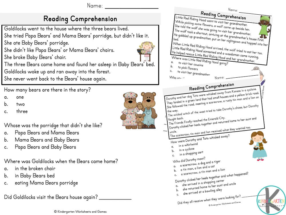 Free Printable Reading Comprehension Worksheets Fairy Tales