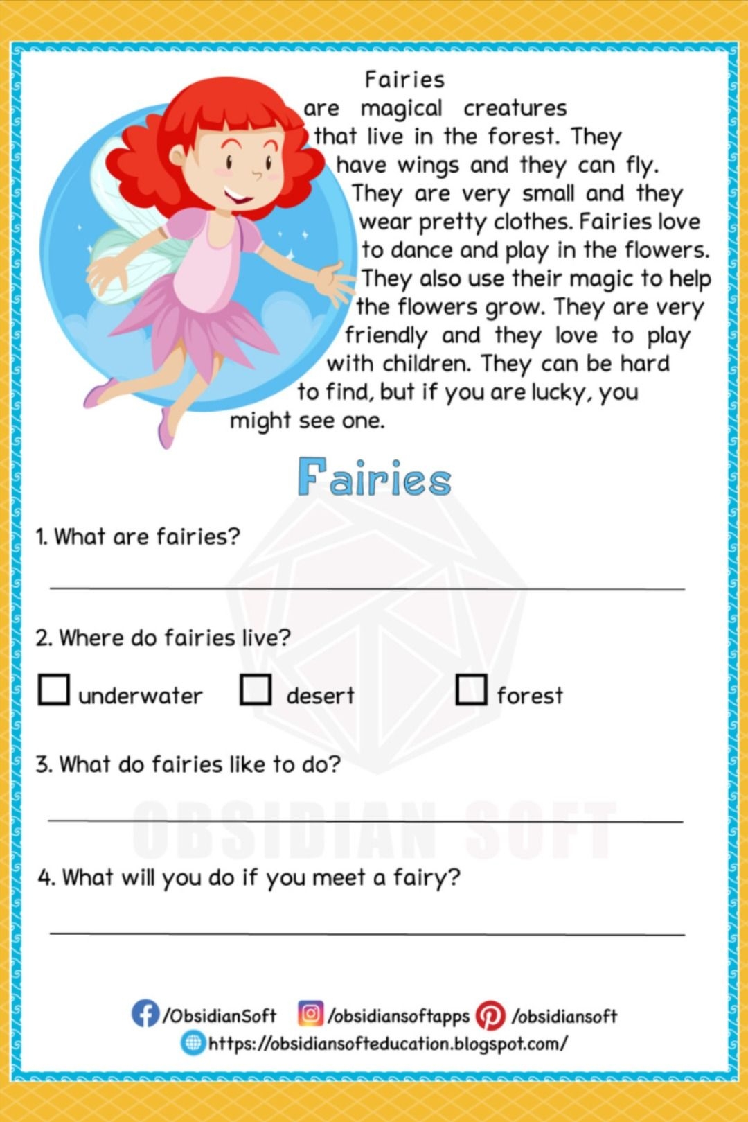 Free Printable Fairy Tale Reading Comprehension Worksheets Artofit
