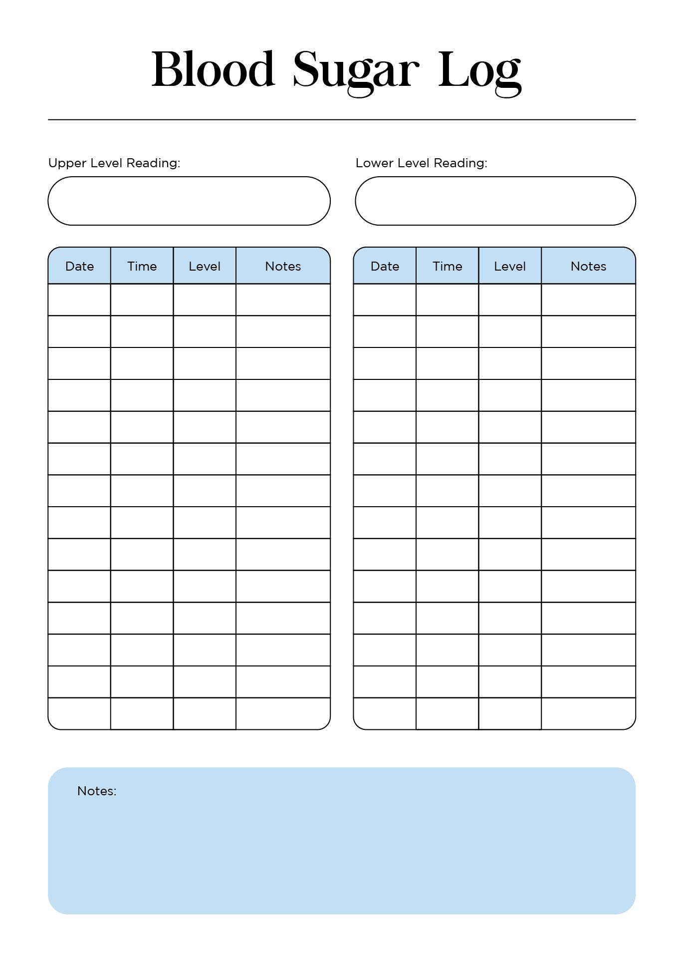 Free Printable Blood Sugar Log Sheet