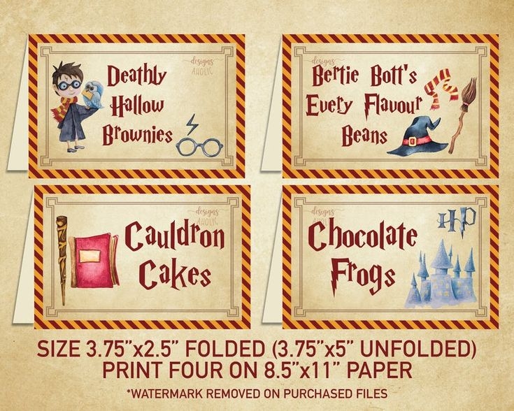 Free Printable Harry Potter Party Food Labels