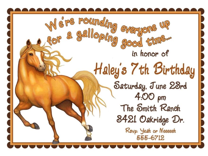Free Printable Horse Birthday Invitations Invitations Design