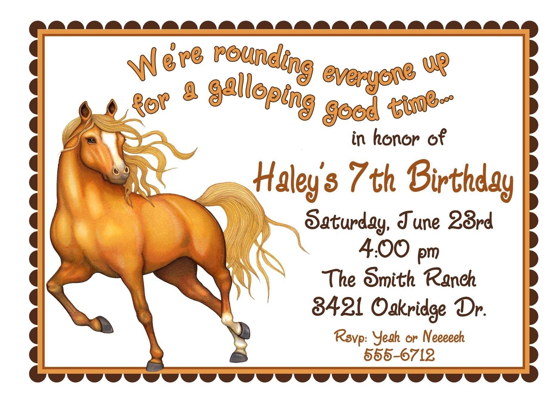 Free Printable Horse Birthday Invitations Invitations Design 