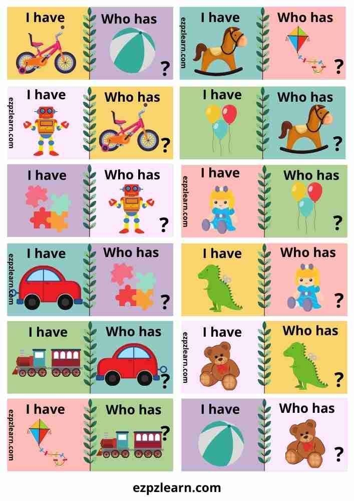 Free Printable I Have Who Has English Game With Farm Animals Wild 