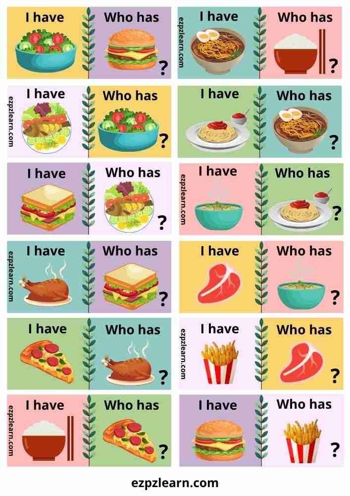 I Have Who Has Game Free Printable