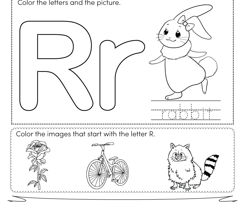 Free Printable Letter R Coloring Worksheet For Kindergarten