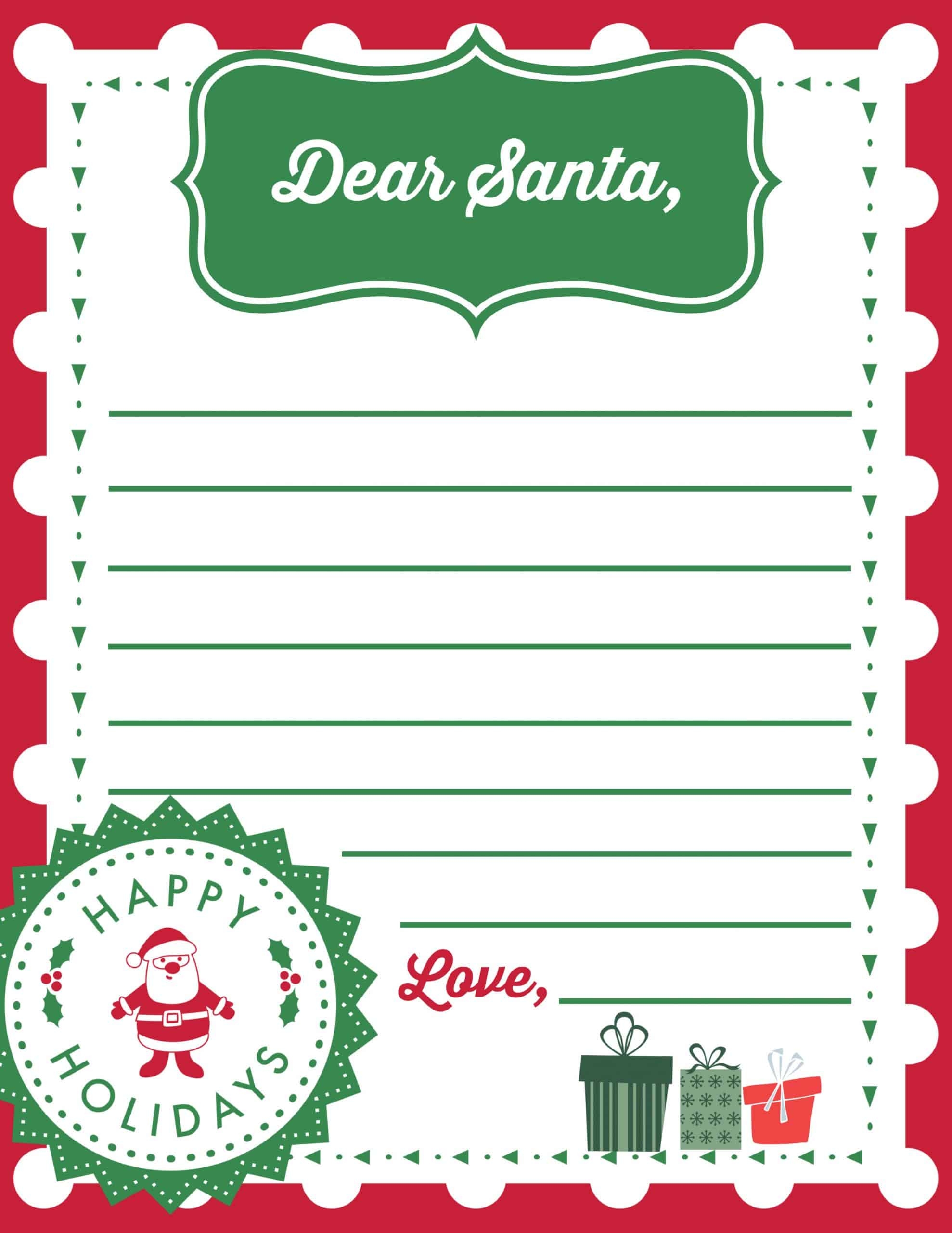 Free Printable Letter To Santa Template