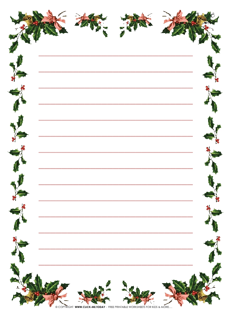 Free Printable Lined Christmas Stationery Printable Calendars AT A GLANCE