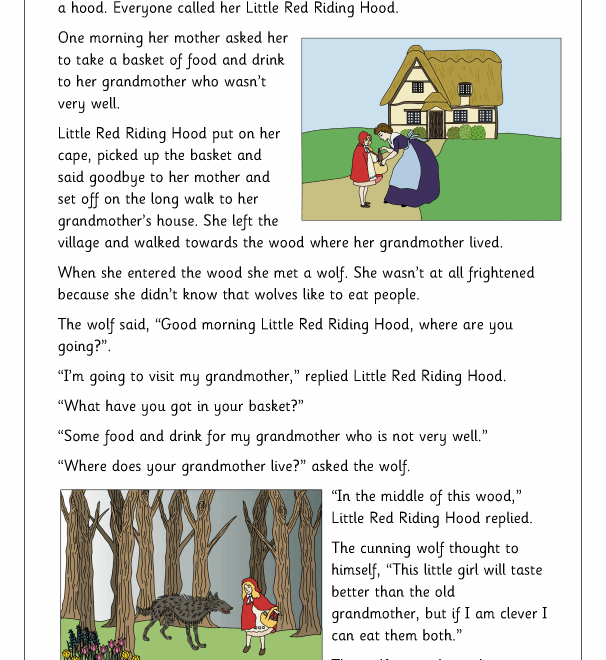 Free Printable Little Red Riding Hood Story