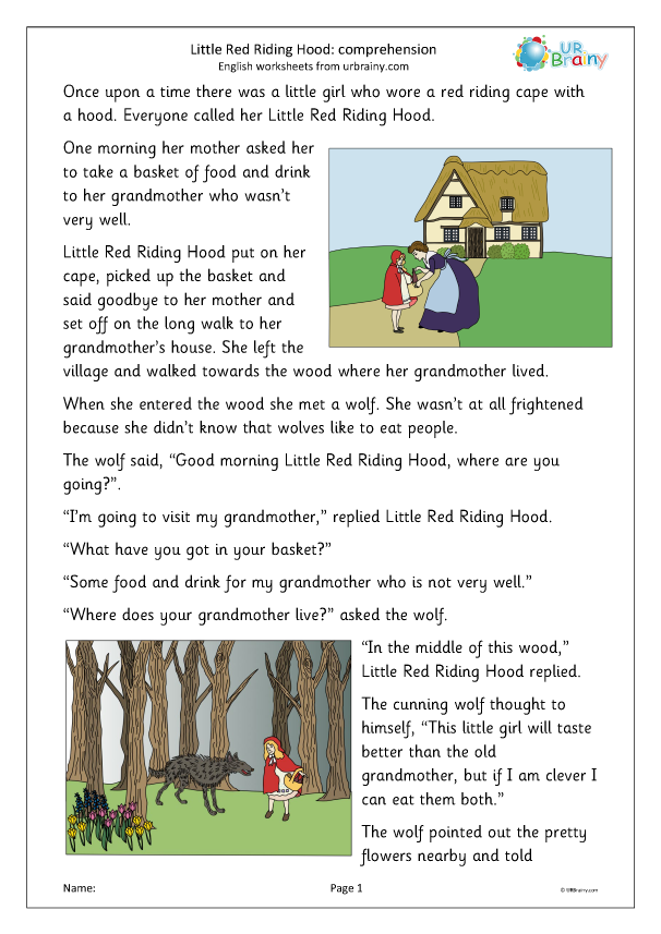 Free Printable Little Red Riding Hood Story