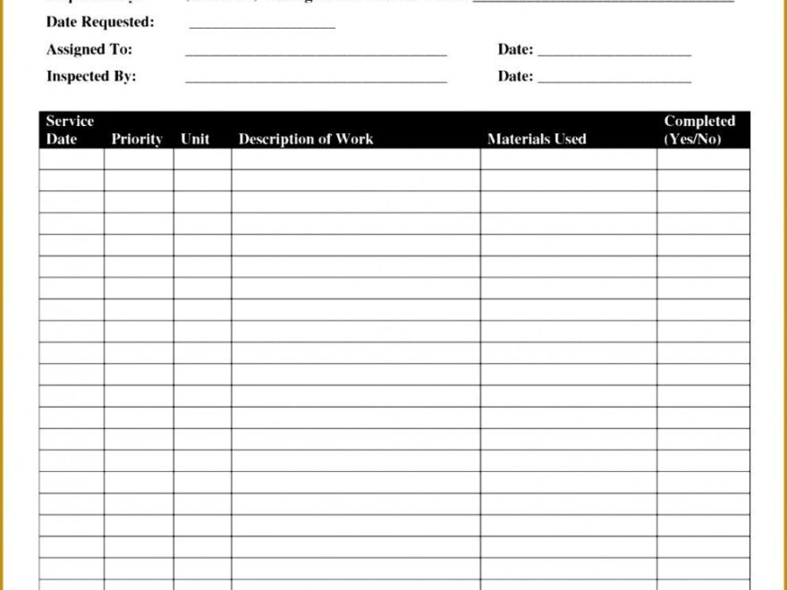 Free Printable Maintenance Work Order Template Free Printable Templates