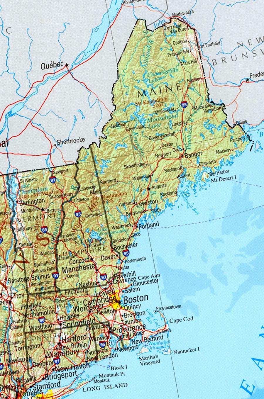 Free Printable Map Of New England States
