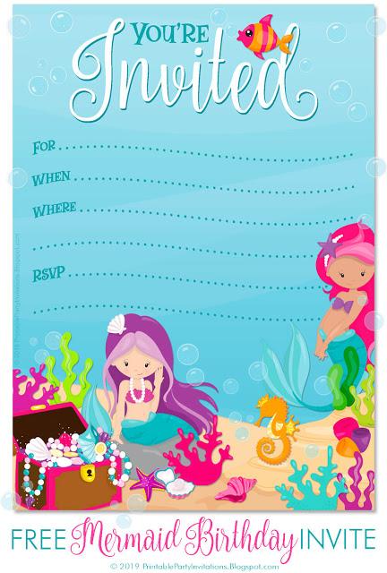 FREE Printable Mermaid Birthday Party Invitations Mermaid Birthday FREE Printable Mermaid Birthday Party Invitations Mermaid Birthday