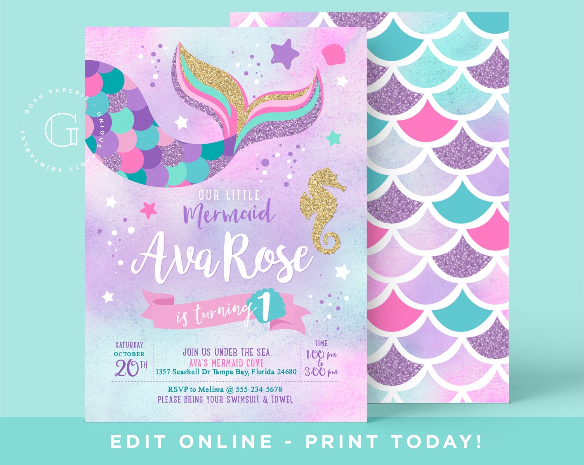 Free Printable Mermaid Party Invitations Download Free Printable Free Printable Mermaid Party Invitations Download Free Printable