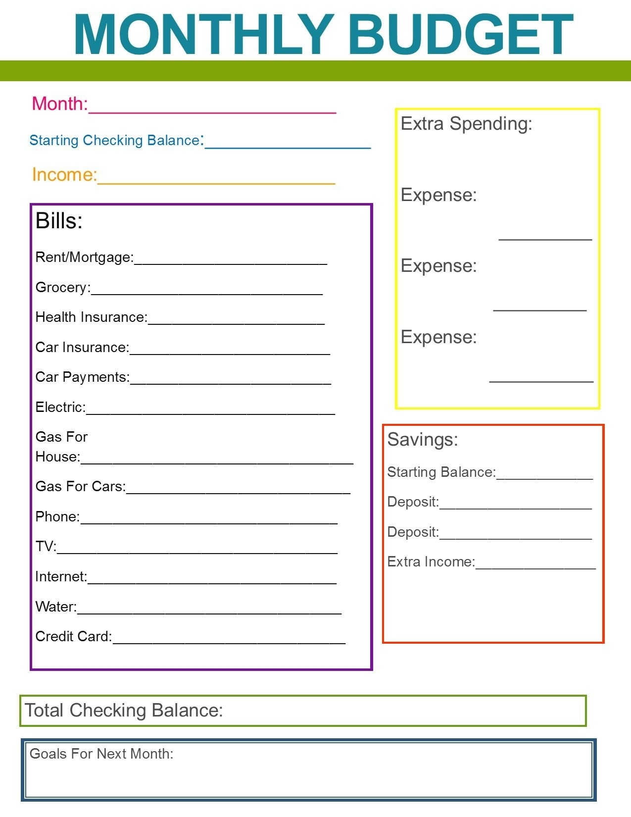 Free Printable Monthly Household Budget Sheet Free Printable A To Z
