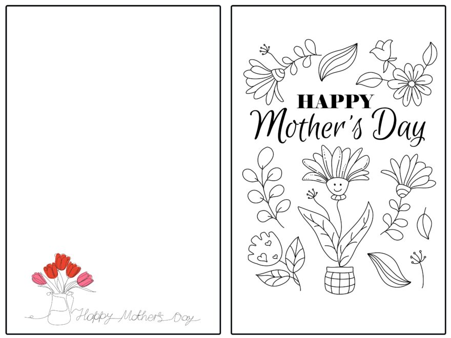 Free Printable Mother 39 s Day Cards To Color And More For Kids Happy
