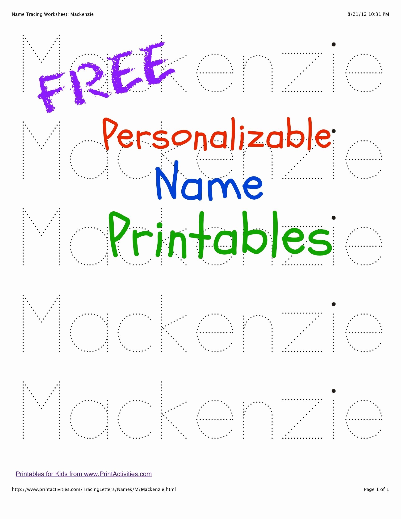 Free Printable Name Tracing Sheets For Kids