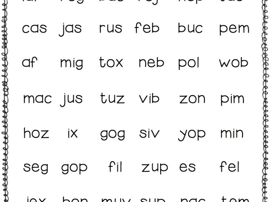 Free Printable Nonsense Words List