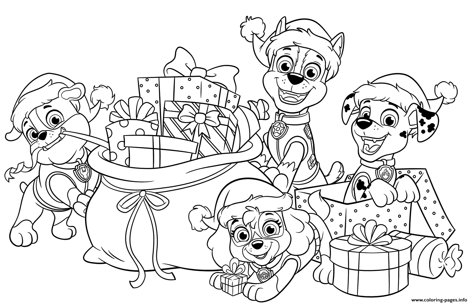 Free Printable Paw Patrol Christmas Coloring Pages