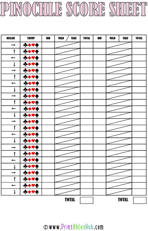 Free Printable Pinochle Score Sheets PDF Printables Hub