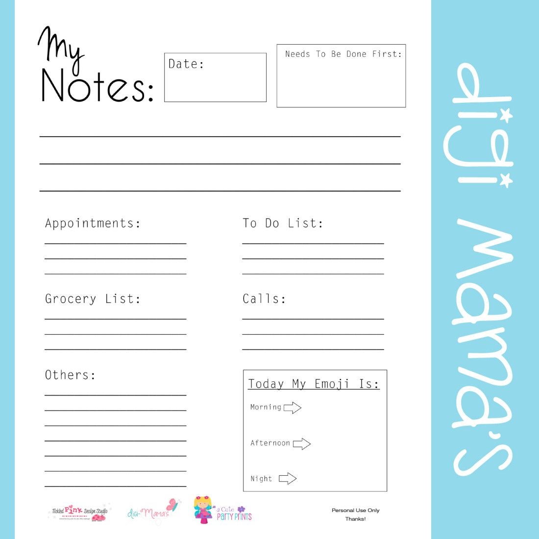 Printable Daily Planner Notes At Bottom