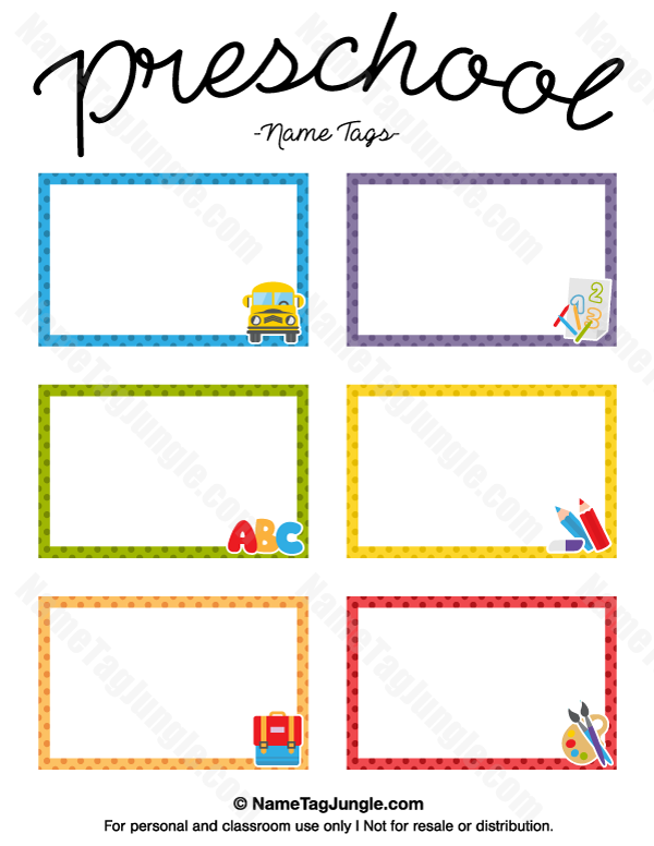 Free Printable Preschool Name Tags The Template Can Also Be Used For 