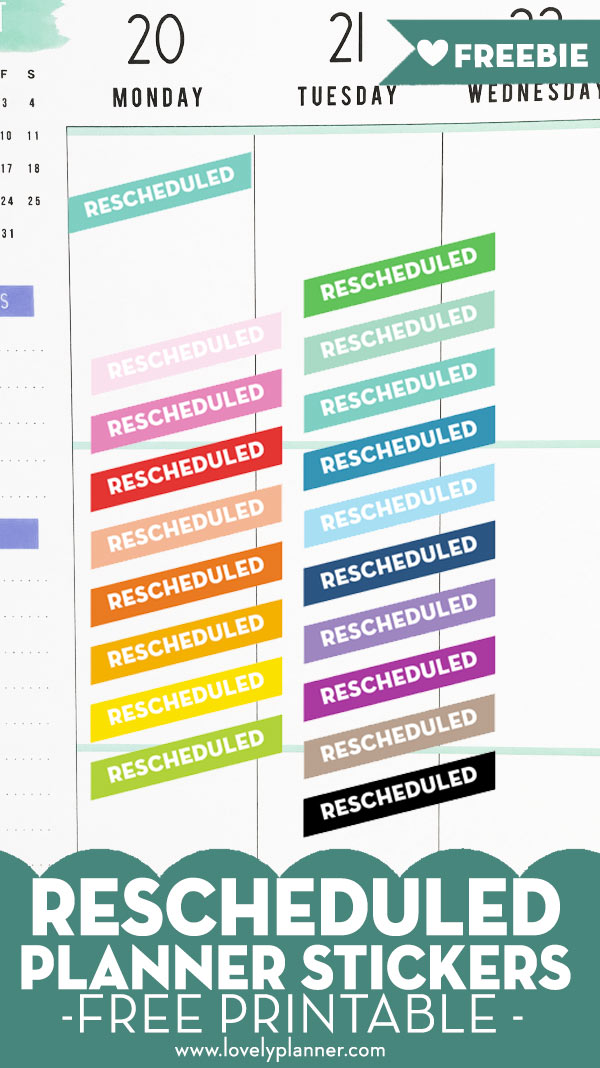 Free Printable Rescheduled Planner Stickers Free Printable Planner 