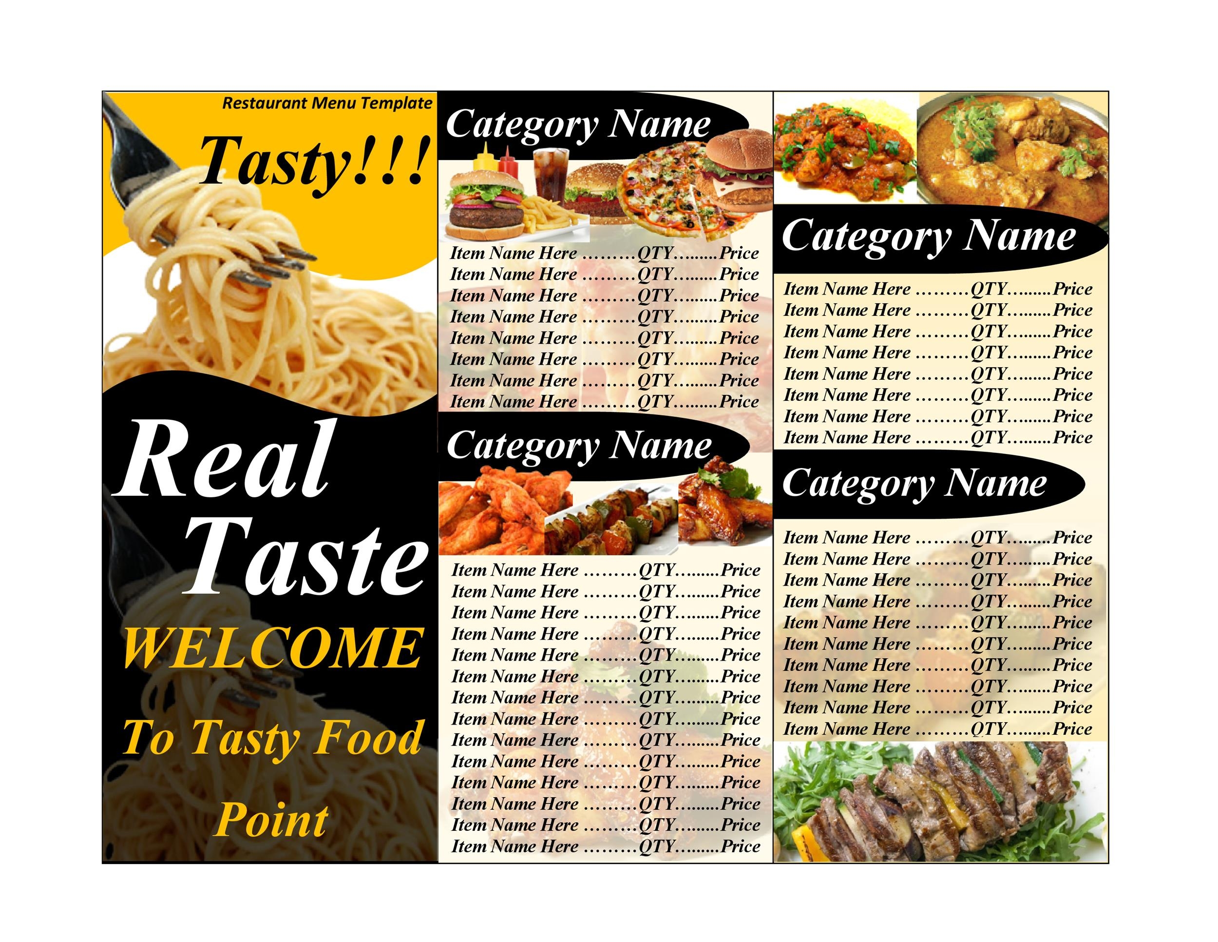 Free Printable Restaurant Menus