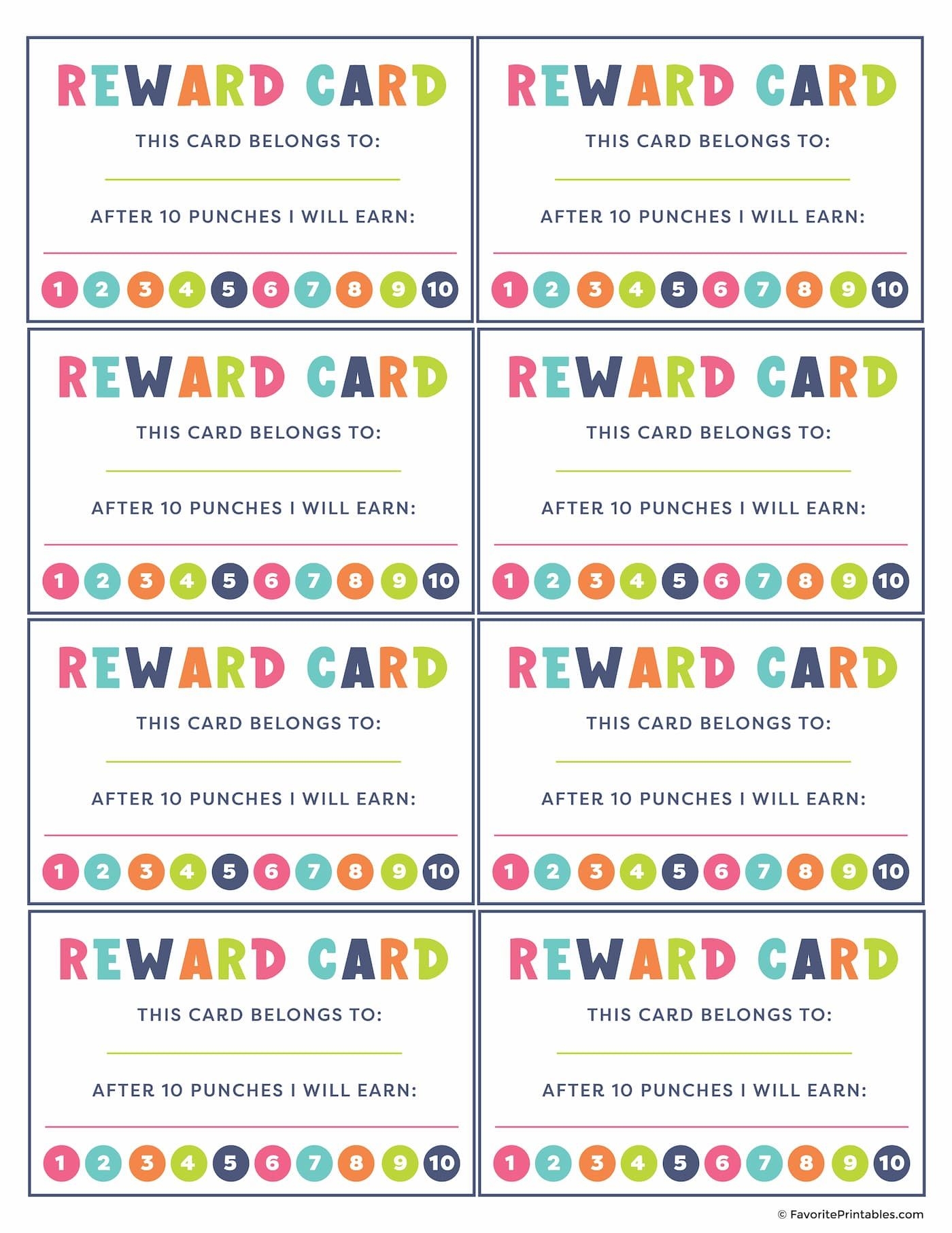 Free Printable Reward Punch Cards For Kids Punch Cards Behavior 
