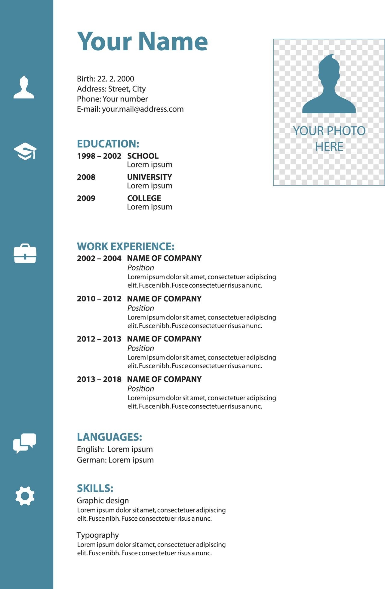 Free Printable Sample Resume Templates
