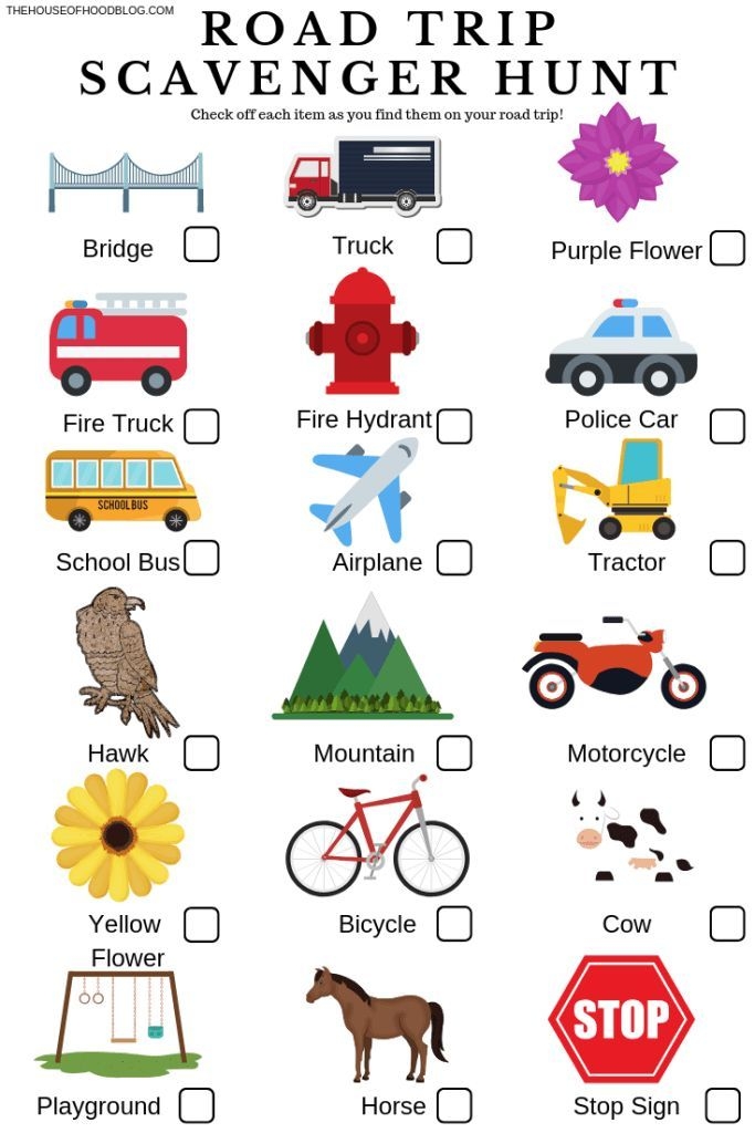 Printable Scavenger Hunt For Car Ride