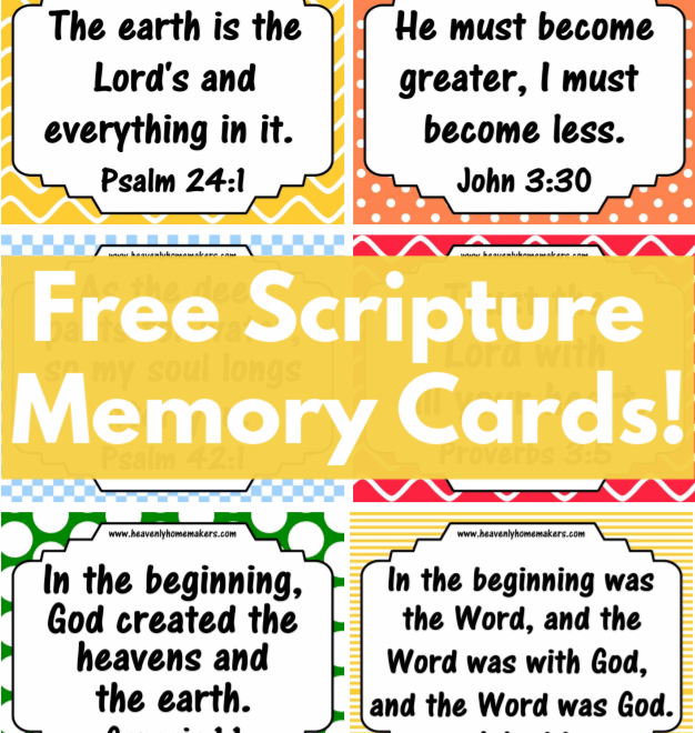Free Printable Scripture Memory Cards For Your Family Heavenly