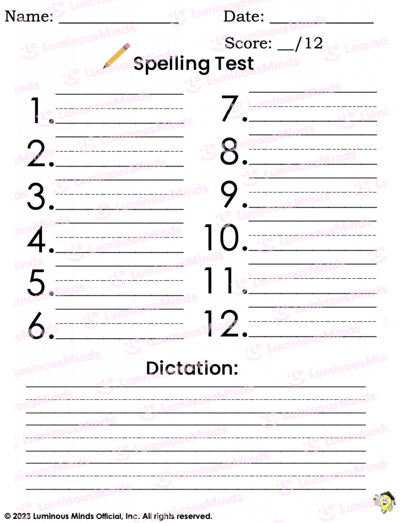 Free Printable Blank Spelling Test Paper Free Printable Blank Spelling Test Paper