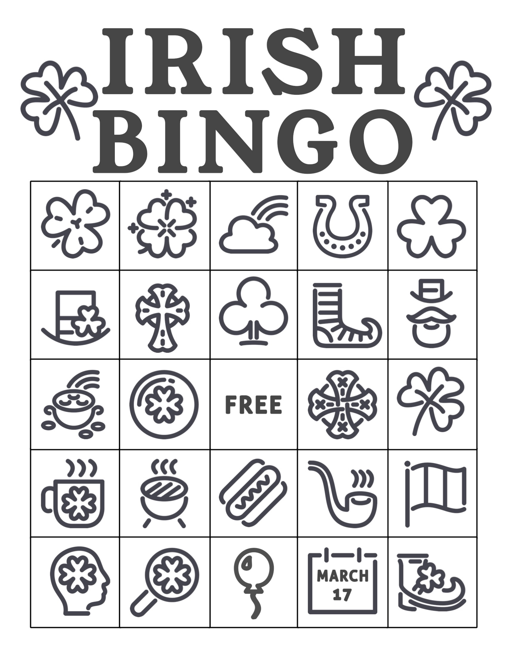 St PatrickS Day Printable Bingo Cards