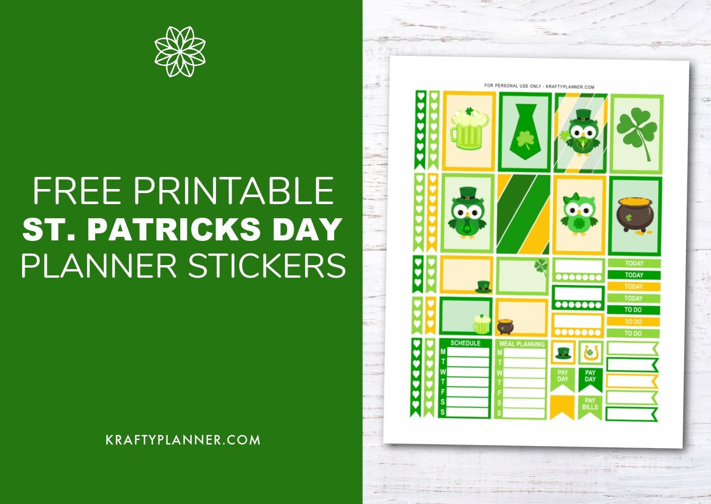 Free Printable St Patrick 39 s Day Planner Stickers Krafty Planner
